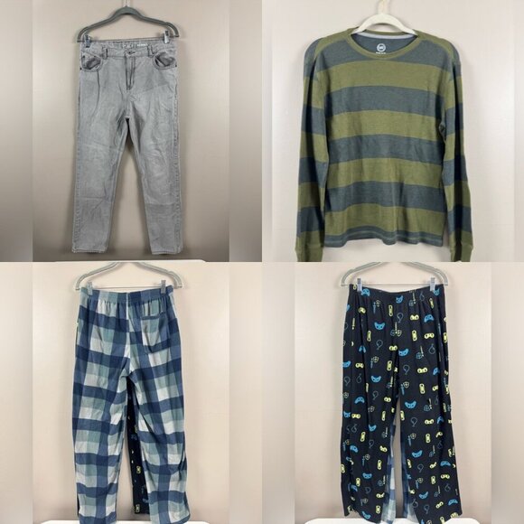 Boys Size 16 Clothing Bundle Back to School Jeans Thermal Pajama Pants Set - Picture 1 of 10